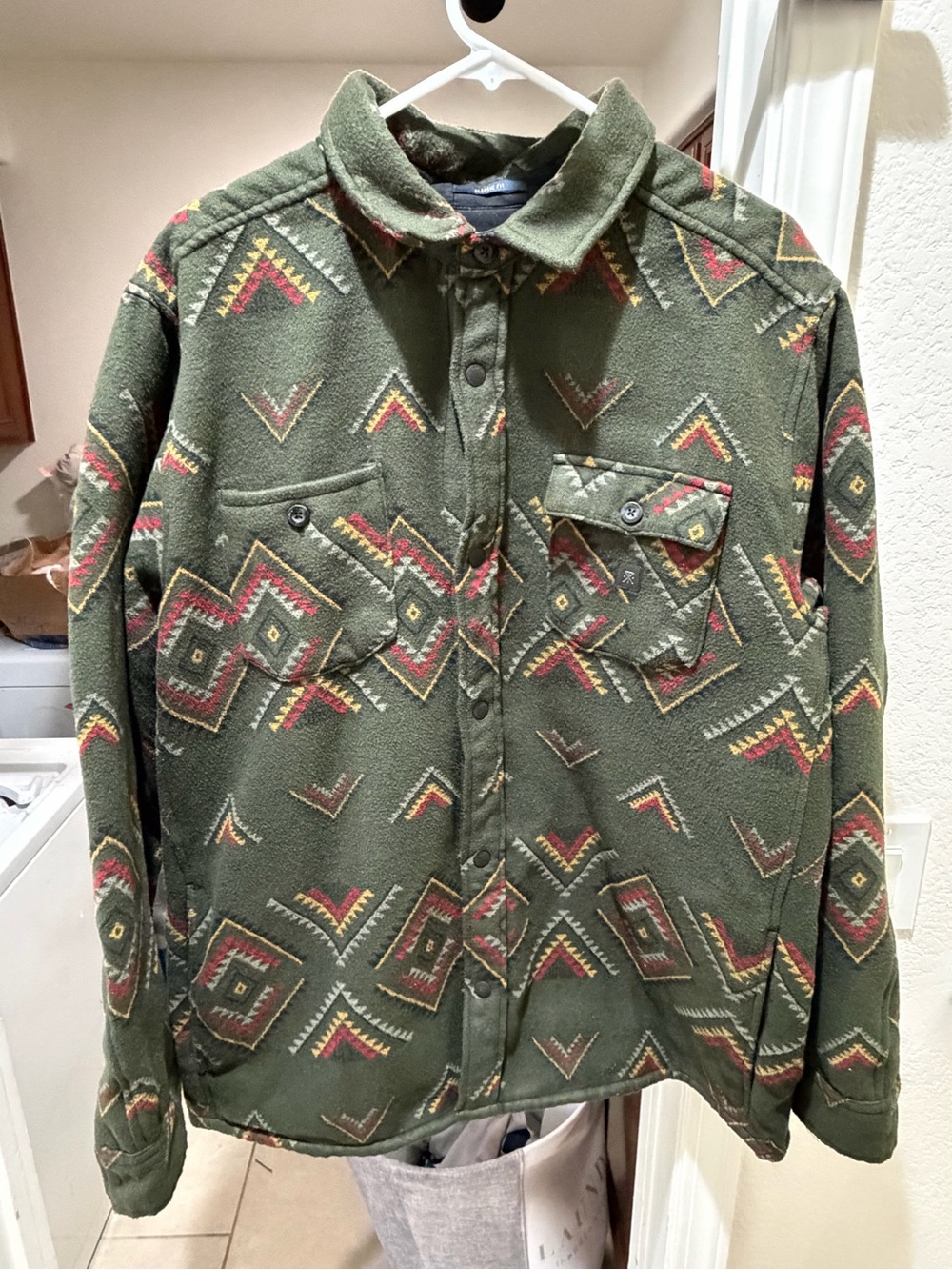 Roark Manawa Tapu Olive Green Snap-Front Shirt Jacket